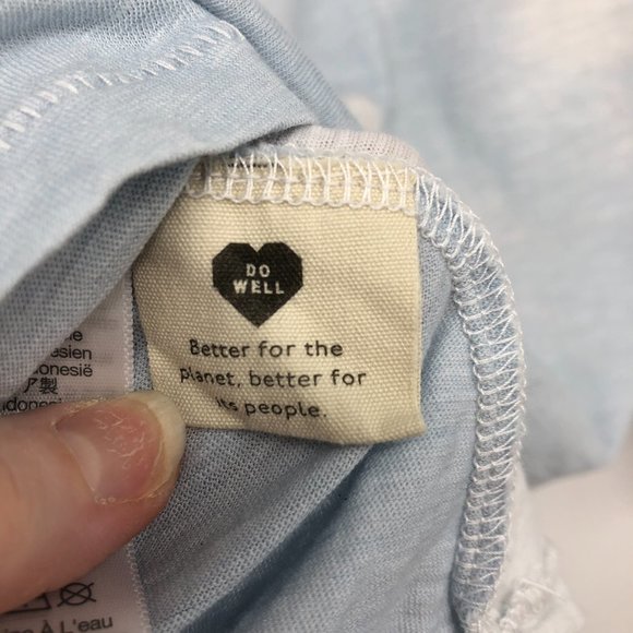 Madewell Blue White Cloudy Tie Dye Ribbed crewneck cotton whisper long sleeve SP - Picture 6 of 16